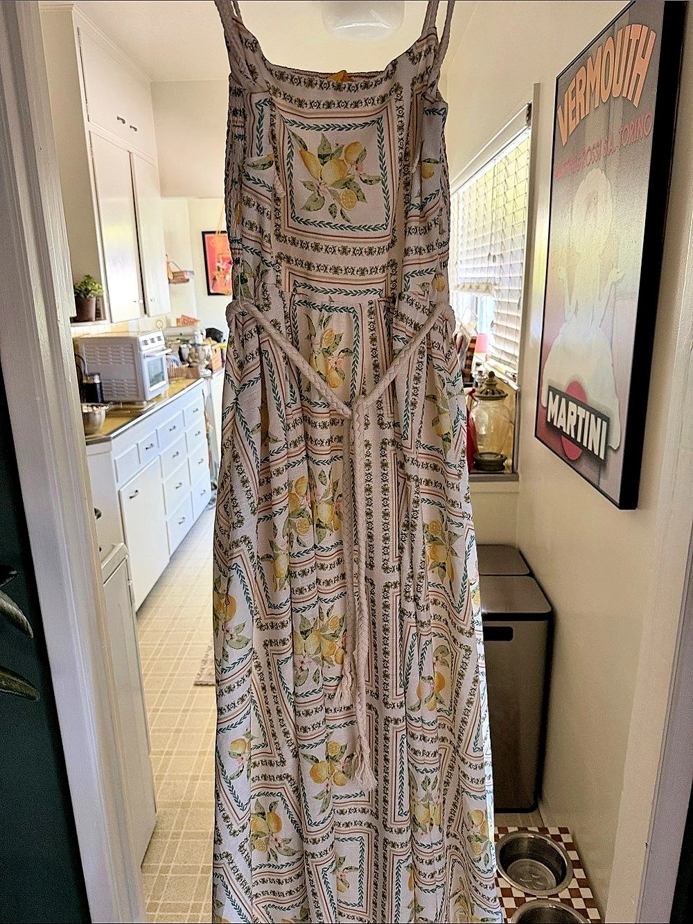Flying Tomato Lemon Print Dress Midi Floral Maxi Dress Size Large